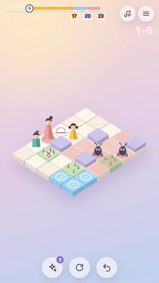 Mom leading the kids across a puzzle board